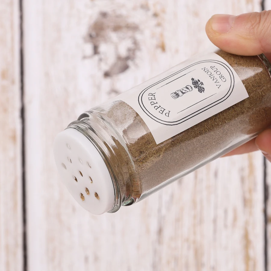 3oz round glass spice shaker bottles pepper powder salt allspice glass container with shaker id