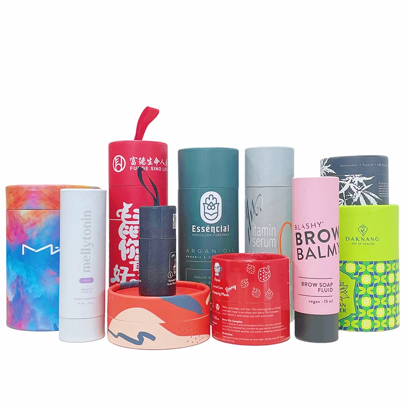 Wholesale Custom Fancy Logo Printed Kraft Paper Tube Box Paper Tube Packaging