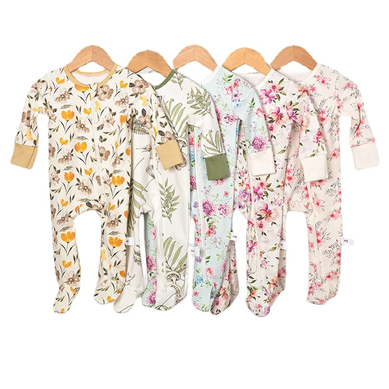 Baby Newborn  cotton rompers baby long sleeve pajamas spring autumn bebe flora printing jumpsuits wholesale clothes