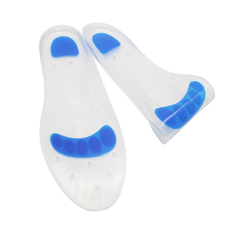 Orthopedic Silicone Flat Foot Arch Support Insoles Medical Silicone Shock Gel Absorbing Insole with Airholes