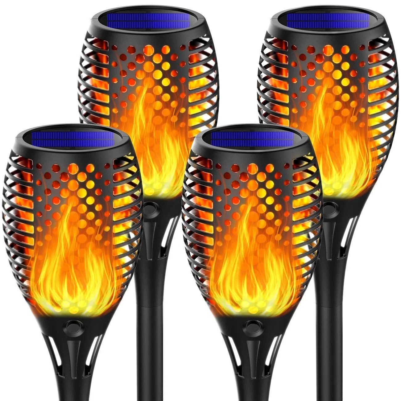 
2021 New Outdoor Solar Torch Lights with Flickering Flame Waterproof Solar Tiki Torches Flame Lights Landscape for Garden 