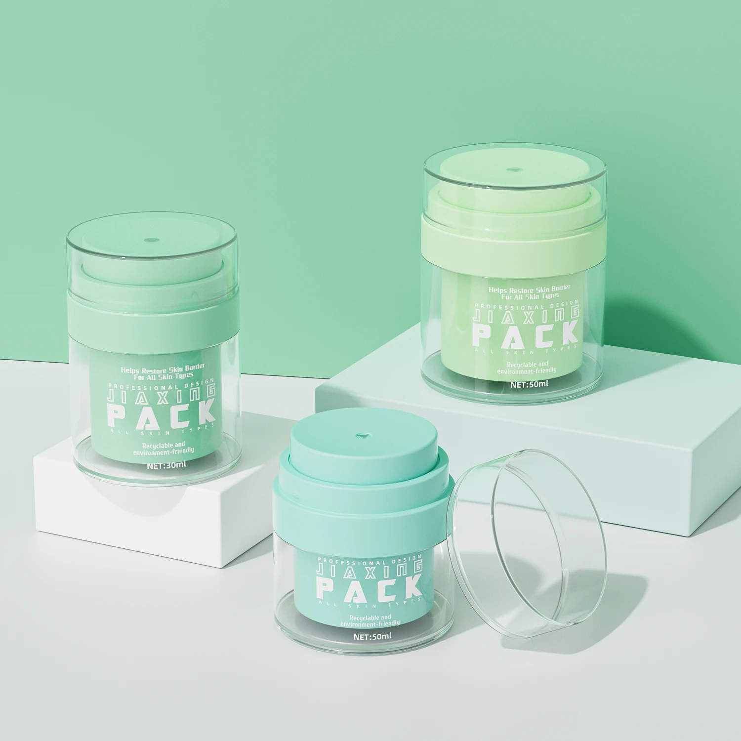 Empty 15ml 30ml 50ml eye face cream lotion container acrylic powder jars double wall cosmetic airless pump jar