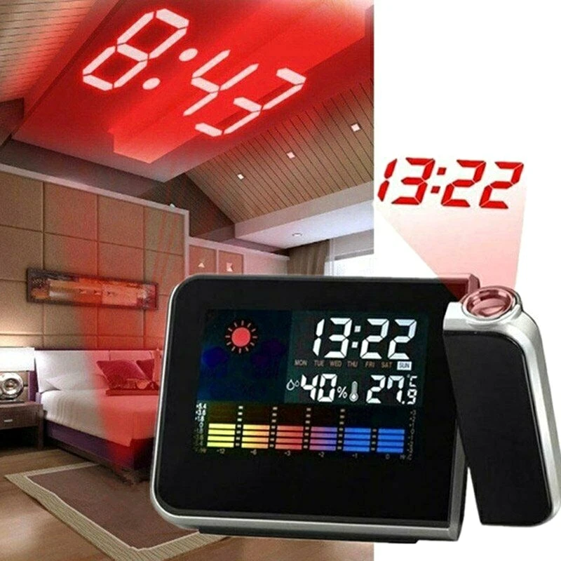 Multi-funtional Weather Station Digital Backlight Weather Forecast Alarm Clock With Time Projection