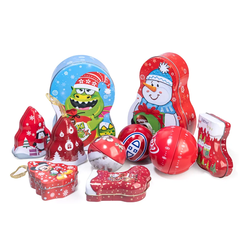 Factory Custom Made  Cookie Jar Packaging Christmas Cookie Tin Metal Chocolate Box Christmas Ball 100ml