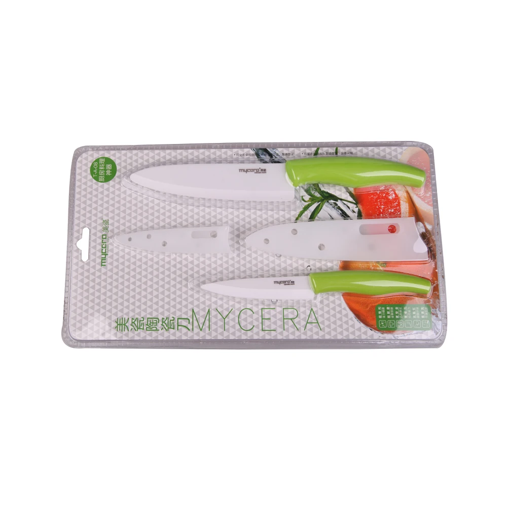 
India Market Hot Sale PP Handle Ceramic Knife with Simple Blister Packaging 