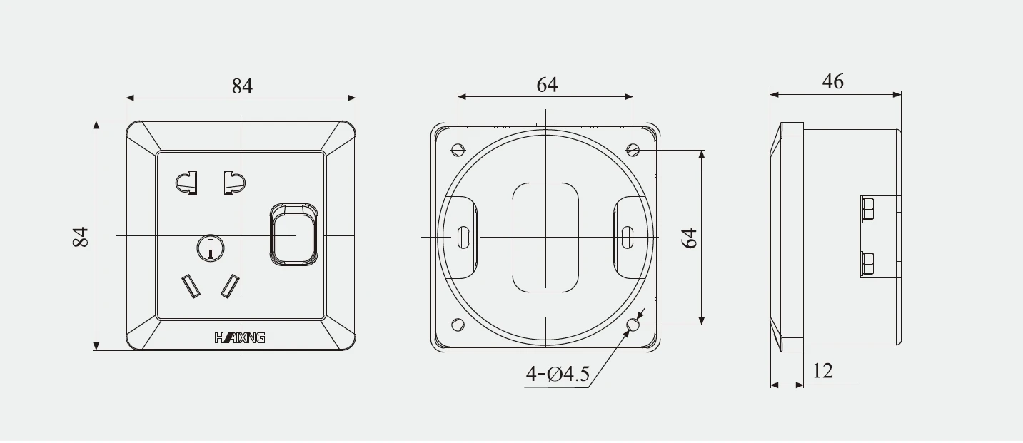 HAIXING brand CZKE-2B-1 IP22 plastic material socket with swith