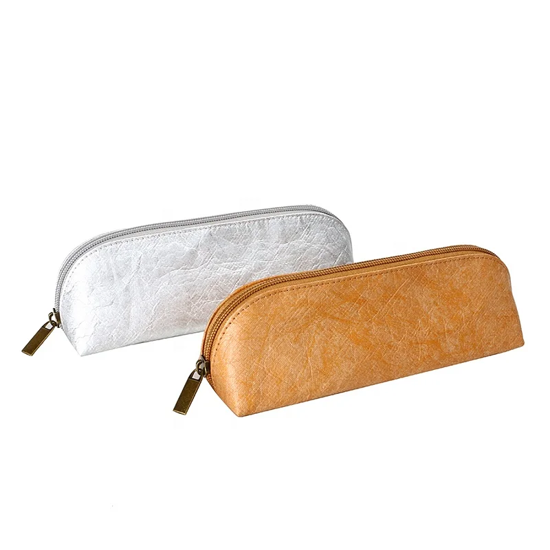 Fashion Unique triangle tyvek pen bag 100% recyclable washable brown tyvek paper pencil pouch Anti tear Tyvek Stationery Bag