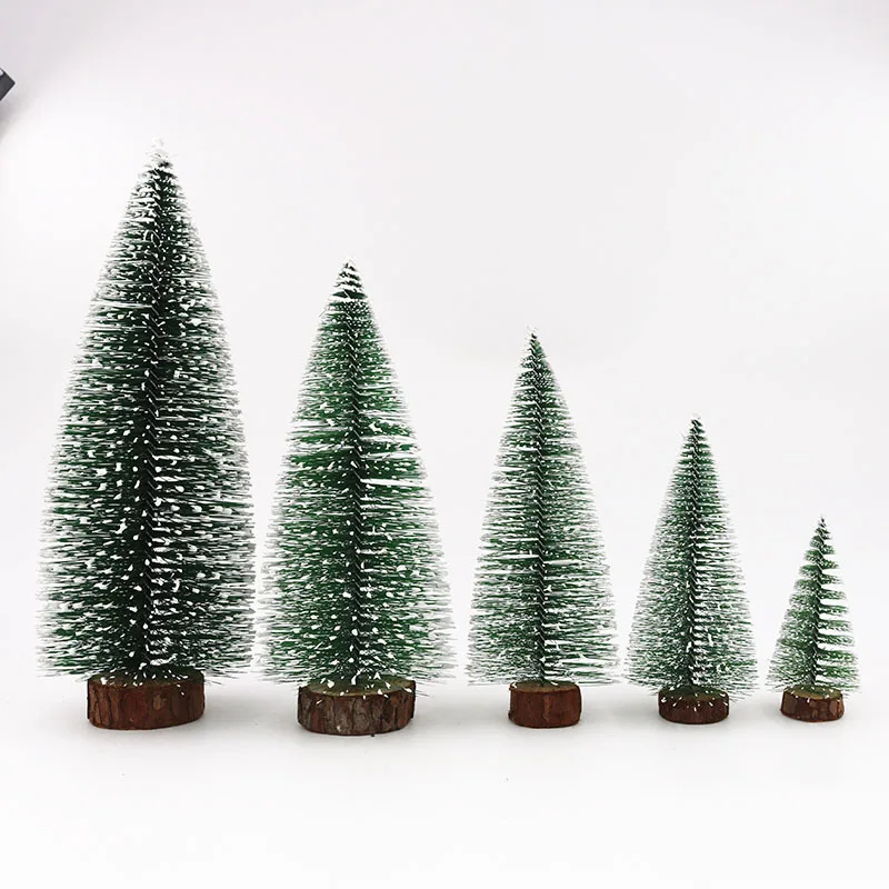 Wholesale Mini Christmas tree bottle brush Christmas tree with heavy wood base