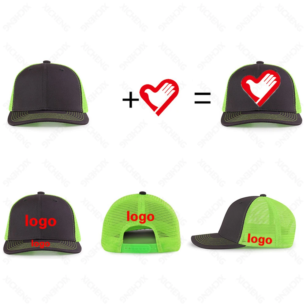 Unisex Custom Logo cotton  hip hop cap Blank Mesh 6 Panel Richardson Style112 Shape Snapback Trucker Hat