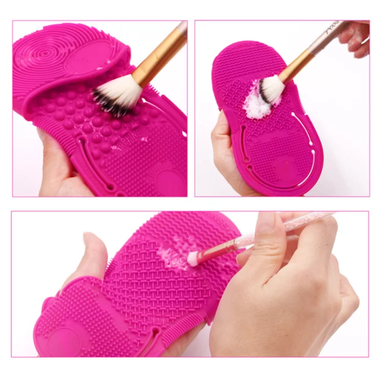  2021 new red silicone portable makeup brush cleaning pad custom wholesale private