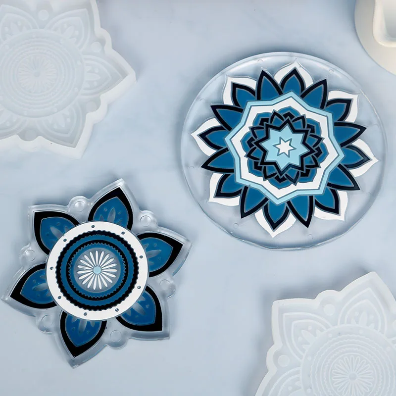Reusable craft uv epoxy resin art casting making mould custom logo diy silicone rubber cup pad flower coaster mold