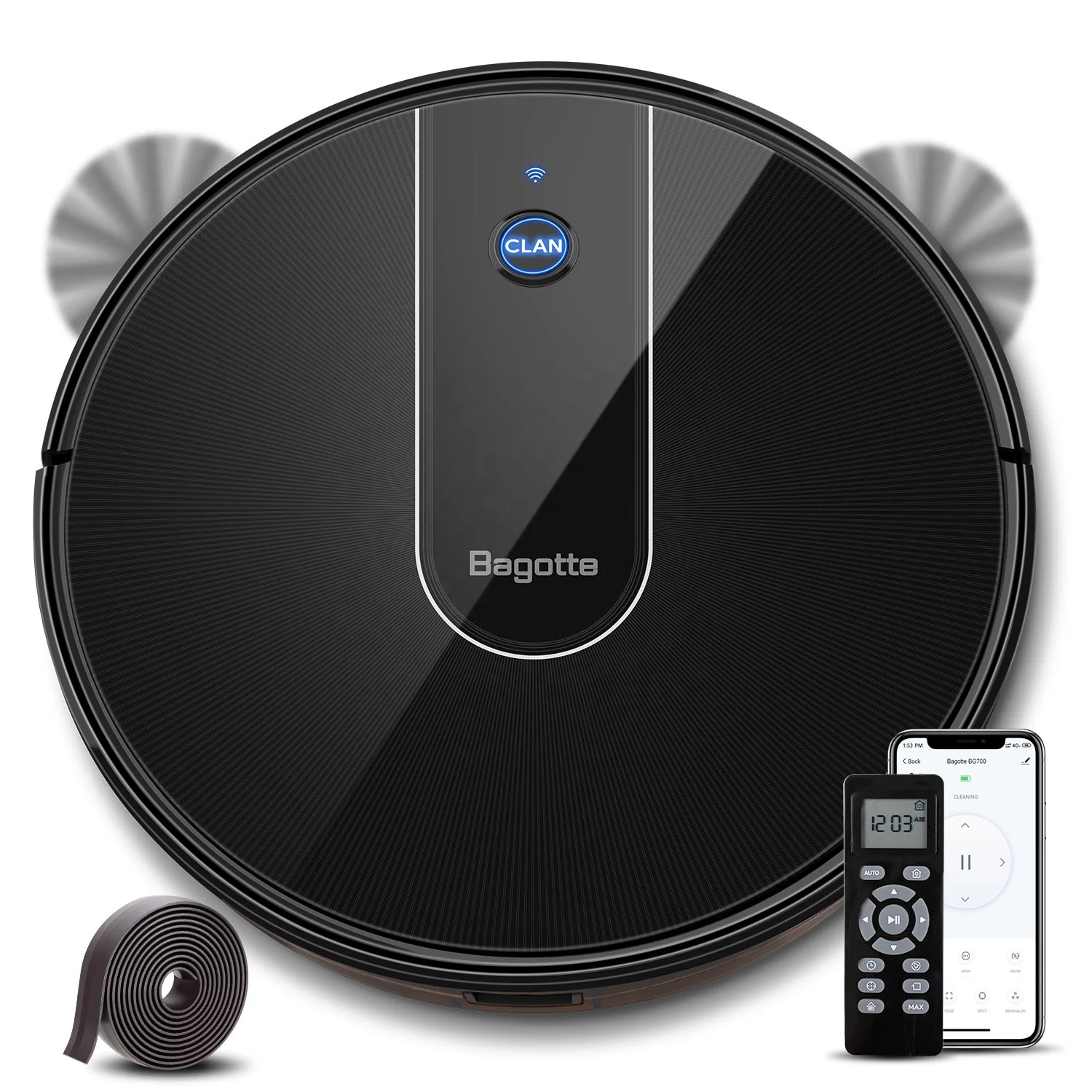 Bagotte BG700 Touch Panel Model Super Mute Dirt Disposal Compatible Rollen Right/Left Newest Robot Vacuum Sweeper