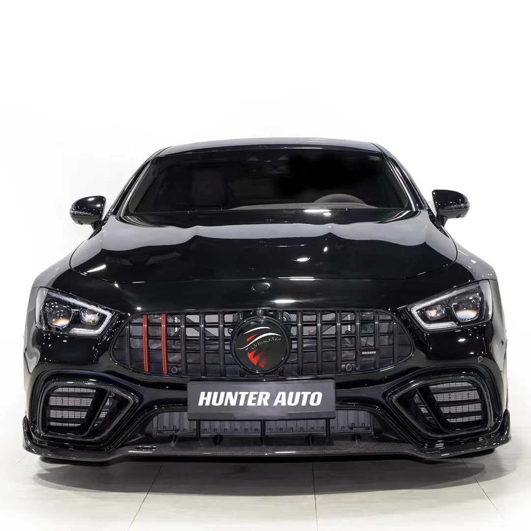 HOT!Real Carbon Fiber Brabas B800 Style Bodykit Front Lip Diffuser Exhaust Tips Vent Splitter For Mercedes Benz AMG GT GTS GT63S