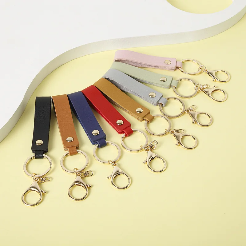 New Fashion Leather Keychain Men Women Metal Key Ring Pendant CarWaist Wallet Accessories Jewelry for Friend Gifts Wholesale