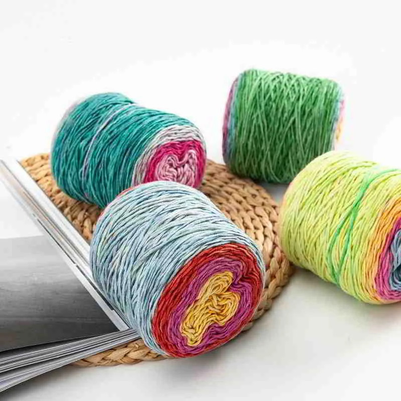 wholesale custom 14nm/5 55% cotton 45% acrylic 100g cotton rainbow cake yarn