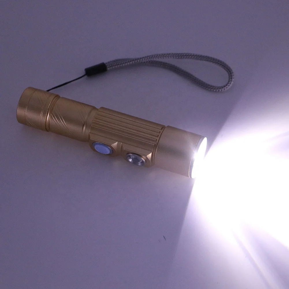 USB Handy Powerful LED Zoomable Flashlight 5 Modes Rechargeable Torch Flash Light Bike Pocket Lamp For Hunting White/Red Light