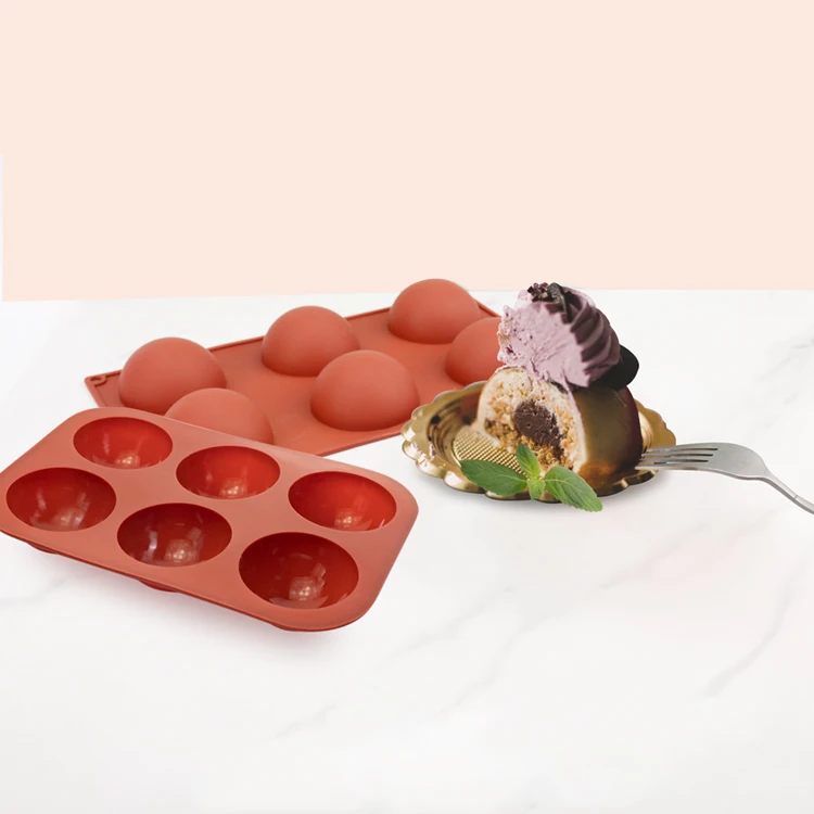 Non-stick 6-cavity Round Silicone Baking Mold Multi-use Silicone Cookie Mini Cake & Soap Resin Coaster Mold