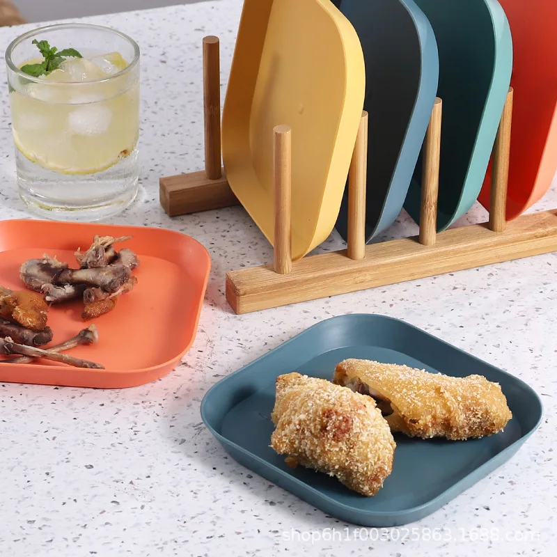 Wholesale Japanese household bone spitting dish Creative plastic plate thickenedsmall  square plate snack  fruit gift plate