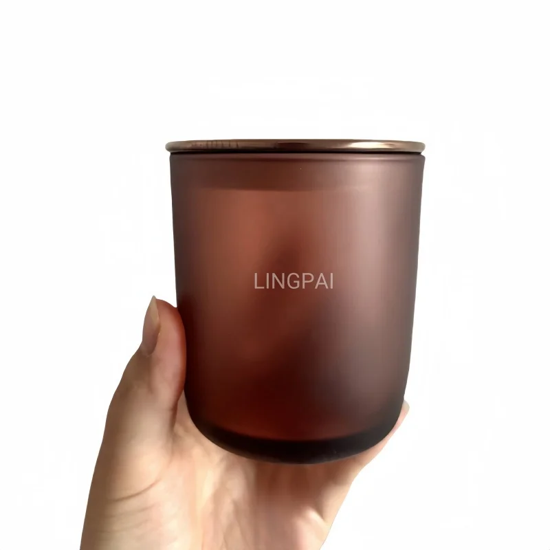 Mini Large 8oz 10oz 12oz 14oz 15oz Amber Black Frost Matte Transparent Gloss Reusable Empty Glass Candle Can