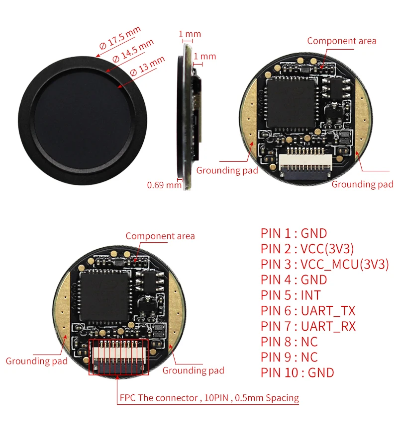 M181 fingerprint module semiconductor capacitance fingerprint sensor for smart lock FPC connector