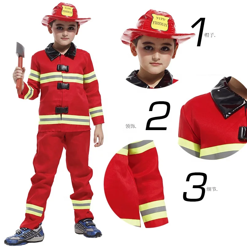 Fireman Role Play Costume for kids Boys Girls Firefighter Dress up and Play Set