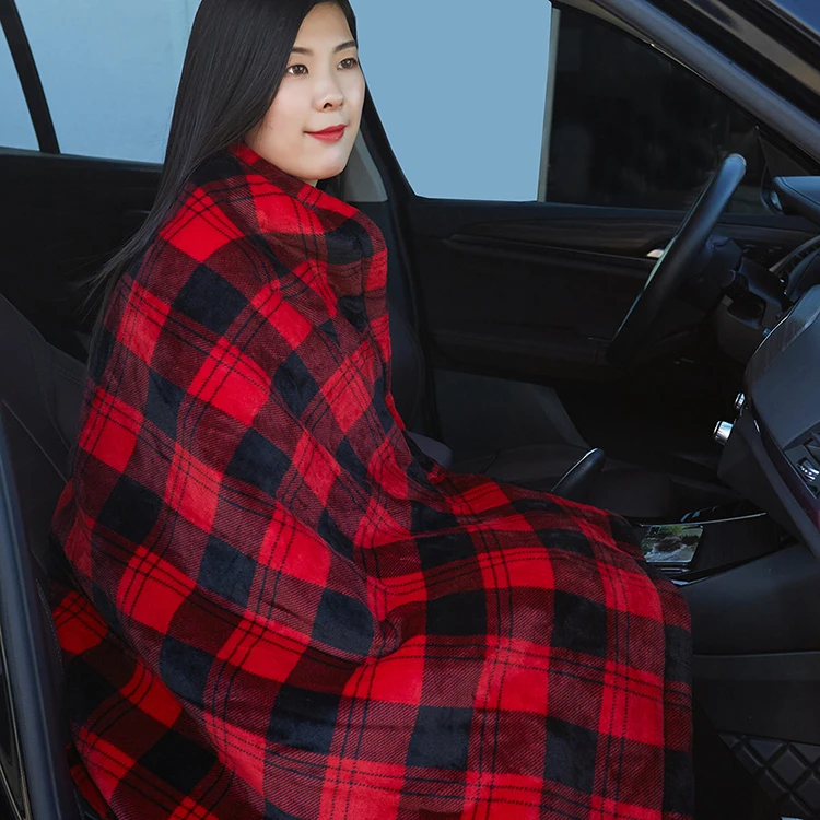 Winter camping warmer 12v technology low price competitive price throw electric heated blanket for car