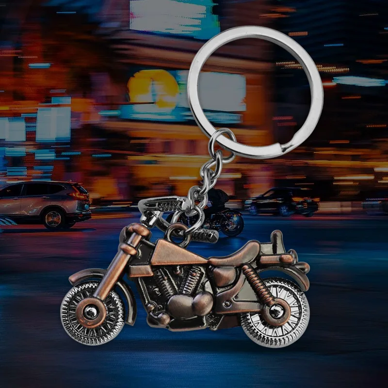 Creative Metal Simulation 3D Helmet Motorcycle Set Keychain Heavy Motorcycle Key Chain Mini Motorcycle Car Pendant For Men Women