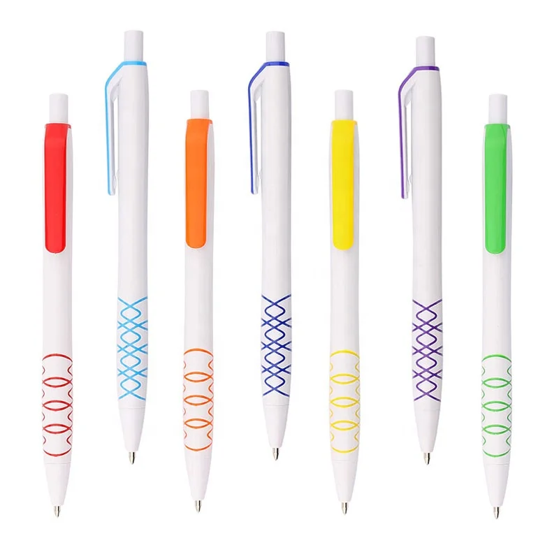 Factory Solid White Barrel Double Injection Colored Clip School Supplies Promotional Bolt Action Pen Kit