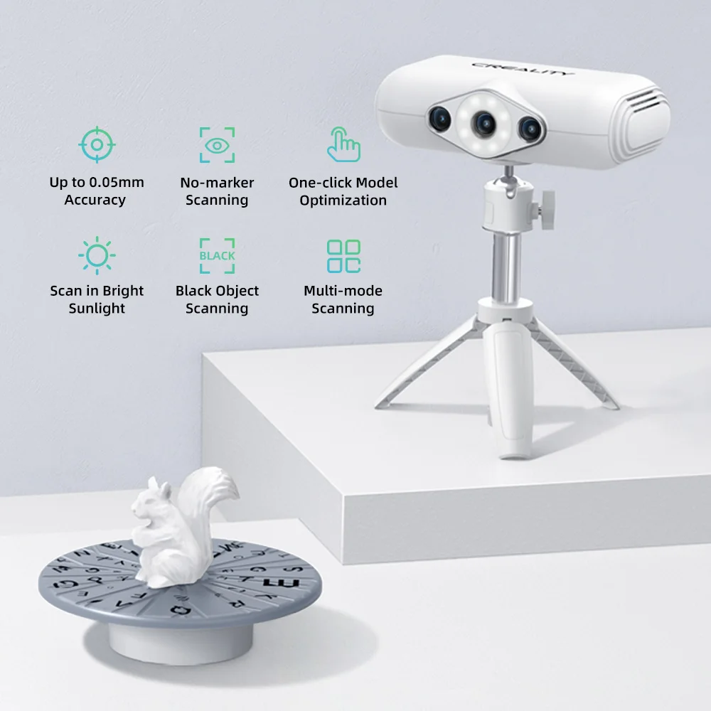 3d-сканер Creality 3D «ящерица» (по индивидуальному заказу), точность 0,05 мм, скорость сканирования 10 кадров в секунду, авиационный алюминиевый разъем, без маркера