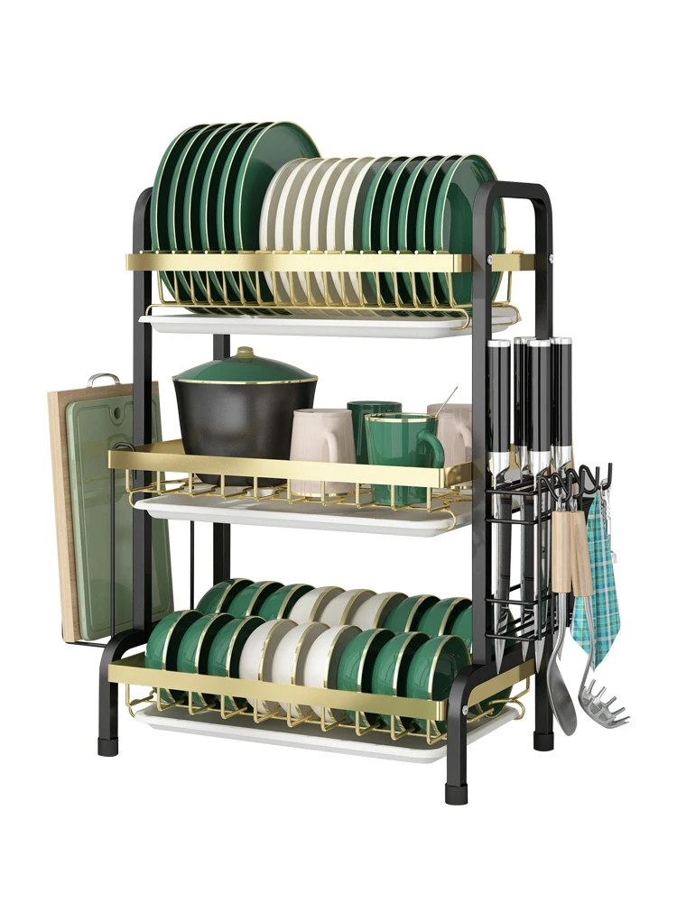 Wholesale Cheap Kitchen Dish Rack Drying Over The Sink Multifunction Metal Dishes Rack Drainer