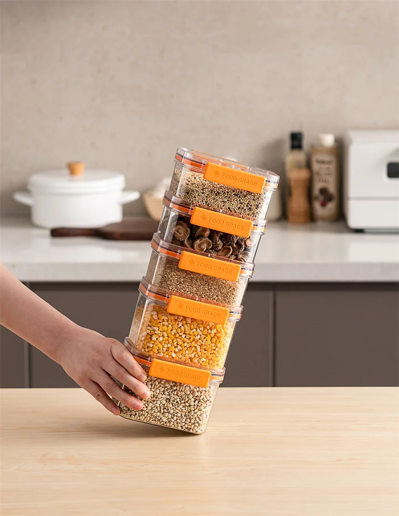 Pinmoo High Quality Airtight Plastic Jar Food Storage Containers with Lids Food Preservation Set