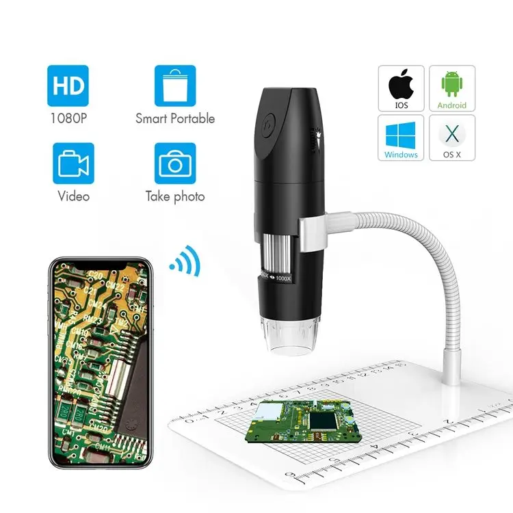 1000X Wifi Digital Microscope Portable Handheld 8 LED Magnifier Electron Wireless Microscopio for Android IOS