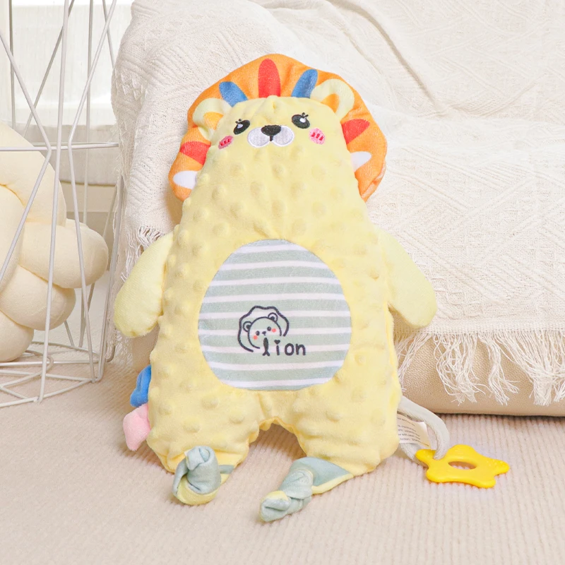 High Quality New Born Baby Lovey Organic Cotton Stuffed Animal Soothing Doll Lion Soother Security Blanket