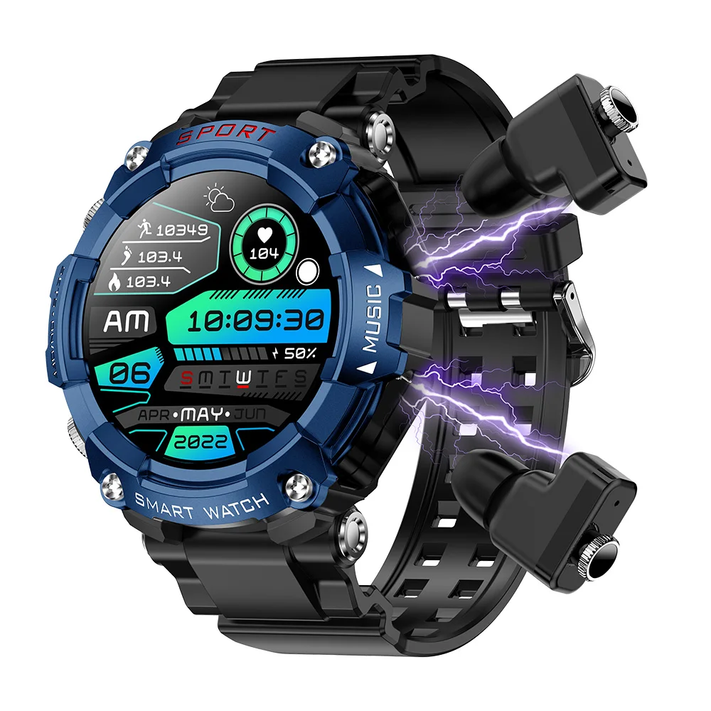 2024 New Bt 5.0 Voice Call 400Mah T96 Round screen Outdoor sport SmartWatch T96 earbuds Smart Watch