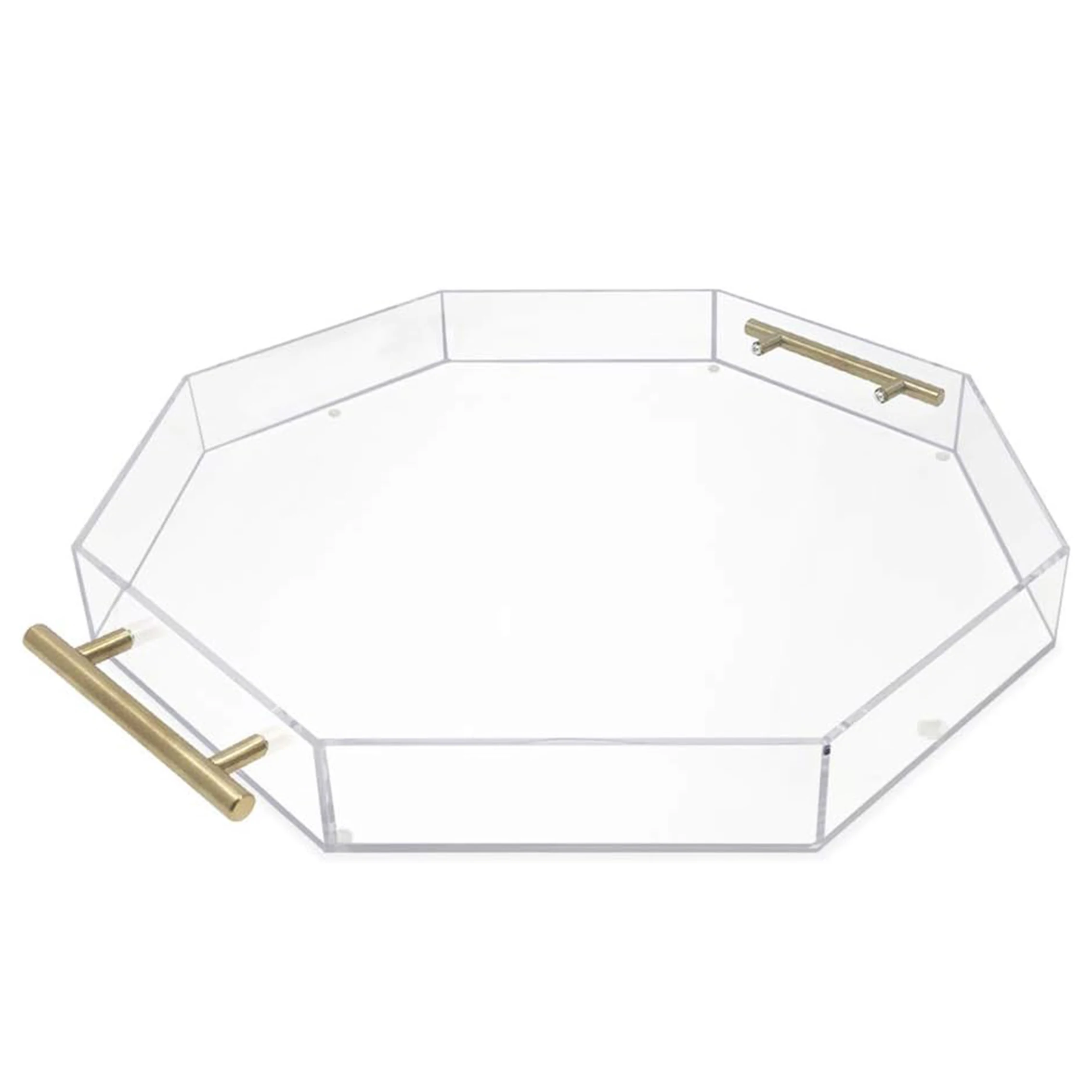 Custom Plated Lucite Silver Mirror Tray with Handles for Living Room Kitchen Bedroom Bathroom Hospital-Multi-Use Clah Board