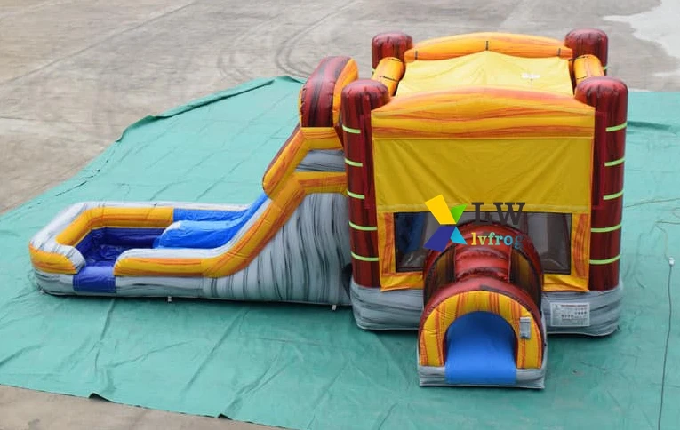 Factory price wholesale moon jumping inflatable bounce house/bouncy castle with water slide