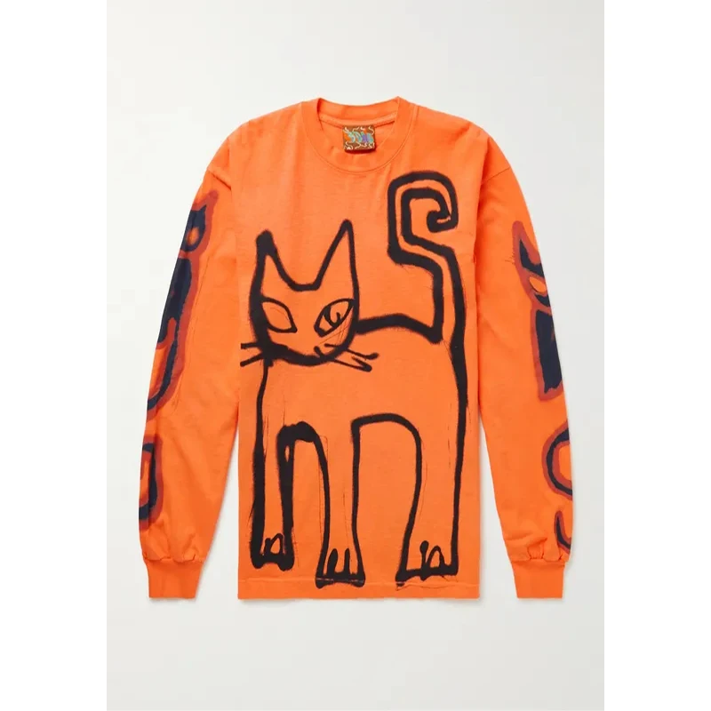 OEM 2021 футболка из хлопка с длинным рукавом и принтом