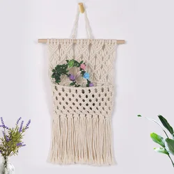 W008A  Wall Decor handmade gift  Knitted cotton rope Tapestry flower basket Home hotel Decor macrame wall Hanging