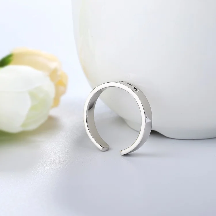 minimalist jewelry 925 silver custom name plate ring sterling silver laser engraving ring