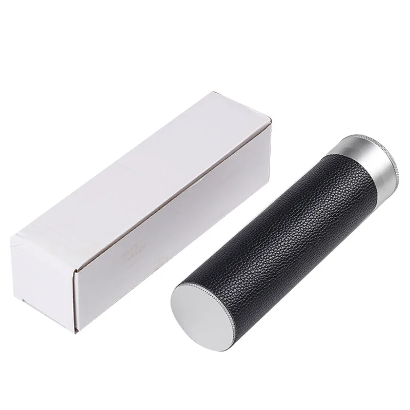 Portable Travel Leather Alloy Metal Cigar Humidor With Cigar Hygrometer Humidifier Cigar Tube