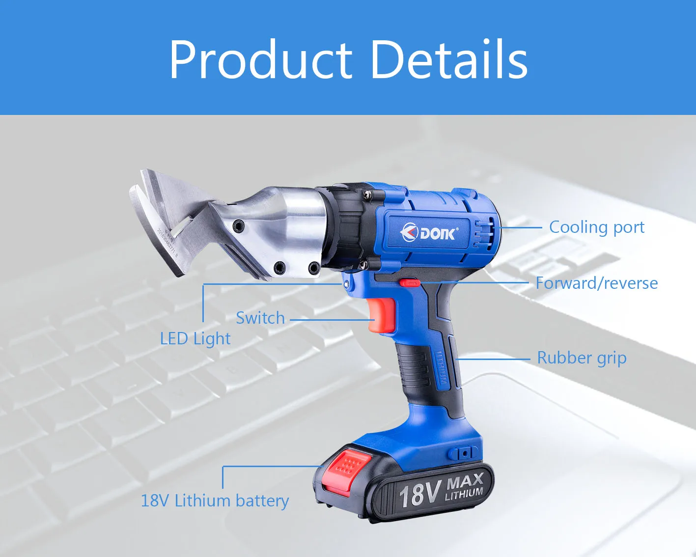 
DONK Cordless Shears Smooth Cutting for Metal 21V 2000mAh Li-ion cordless scissors 