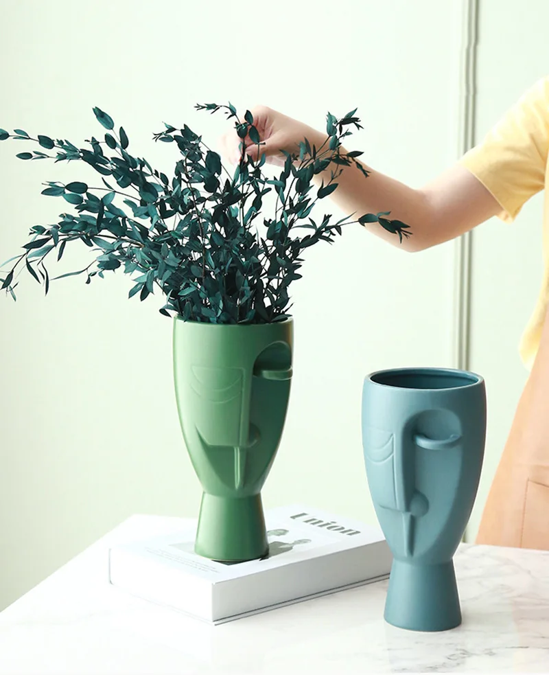 ART Nordic design ins wind soft decoration face art vase living room flower arrangement ceramic floral furnishings home soft dec