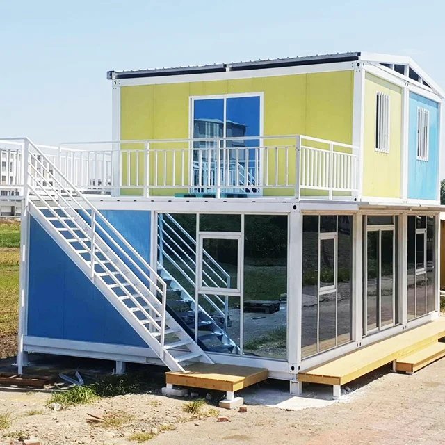 China made double-deck luxury glass prefabricated modular container residential resort Villa Hotel