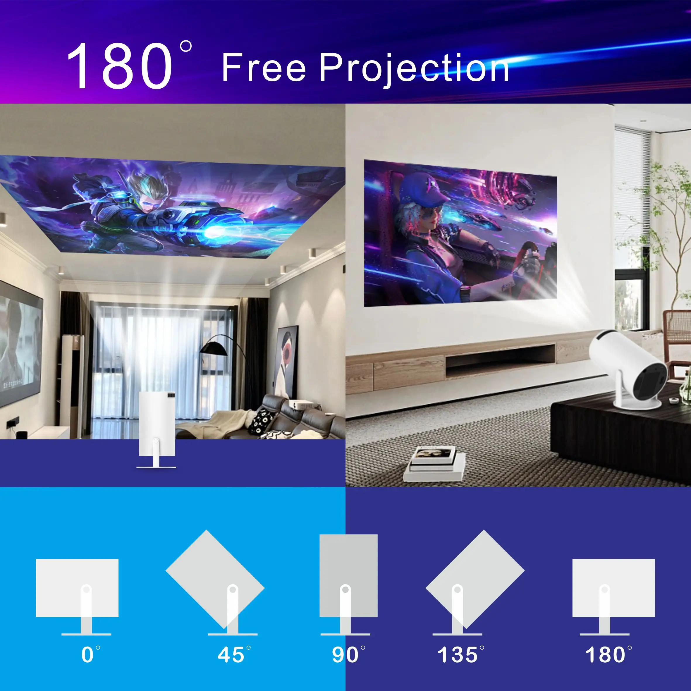 2023 Latest HD 4K Wireless Projector 1080 DLP Smart Same Mirroring Screen Latest Android Mini LED Wifi Projectors Business Light