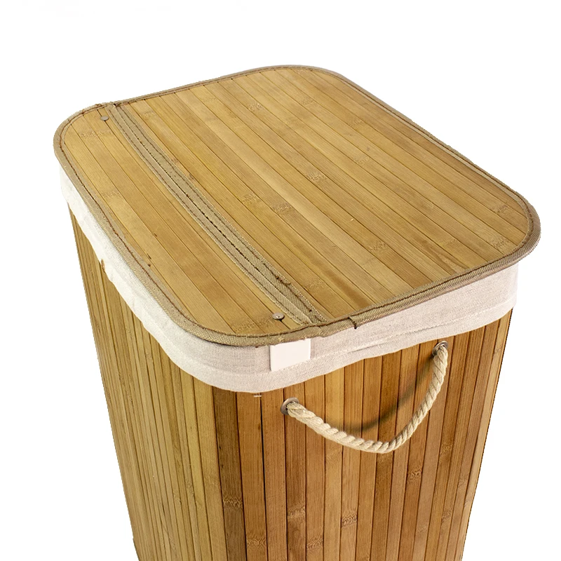 Eco-friendly natural Folding laundry basket bamboo storage bamboo frame laundry baskets