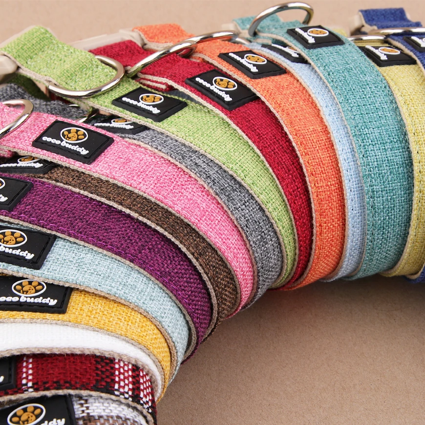 Cooldog wholesale designer custom adjustable hemp cotton luxury smart big small pet dog collars with metal buckle hardware