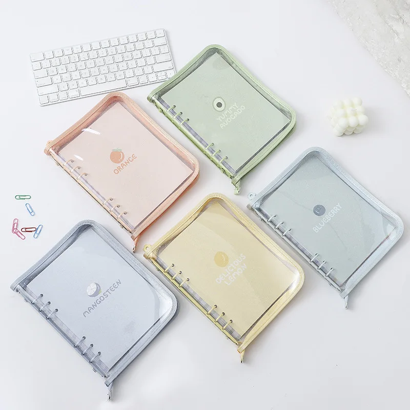 A5 A6 Binder Cover Clear Soft PVC 6-Ring Binder Budget Cash Envelopes System with Zipper Planner Organizer Refillable Notebook