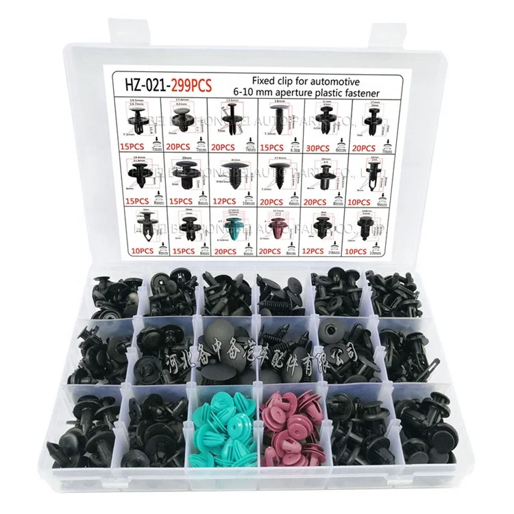 
299Pcs/Set 18 Size Auto Car Fastener Clips Push Pin Rivet Trim Clip Panel Body Interior Assortment With Box 