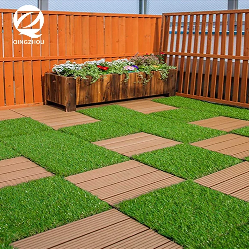 QINGZHOU SJB001 synthetic grass turf tiles grass tiles interlocking