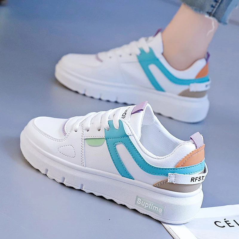 2021 Новые поступления Женская обувь на каждый день из искусственной кожи, на резиновой подошве повседневная обувь с круглым носком; Zapato De Correr фитнес прогулочная обувь; Прогулочная обувь; Стильная обувь